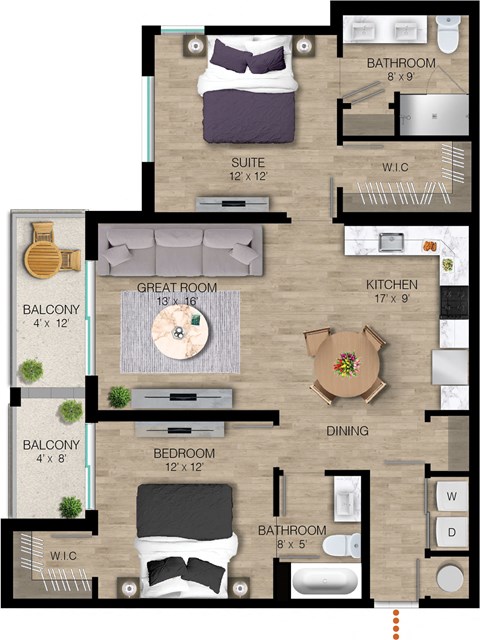 a floor plan of a house with a bedroom and a living room at The Orchard at Portofino Vineyards, Florida